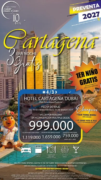 Afiche del plan PREVENTA 2027 CARTAGENA - HOTEL CARTAGENA DUBAI
