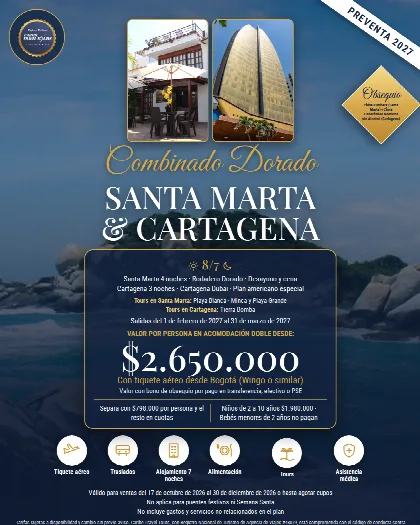 Afiche del plan Combinado Dorado: Santa Marta y Cartagena