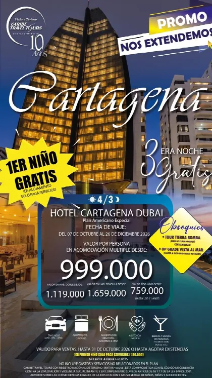 Afiche del plan CARTAGENA - HOTEL CARTAGENA DUBAI (VIAJE 2026)